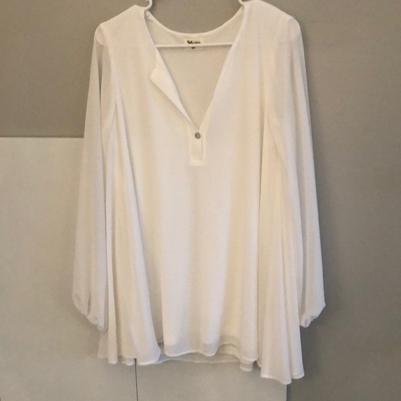 Boho bishop sleeve tunic white small - Picture 1 of 2